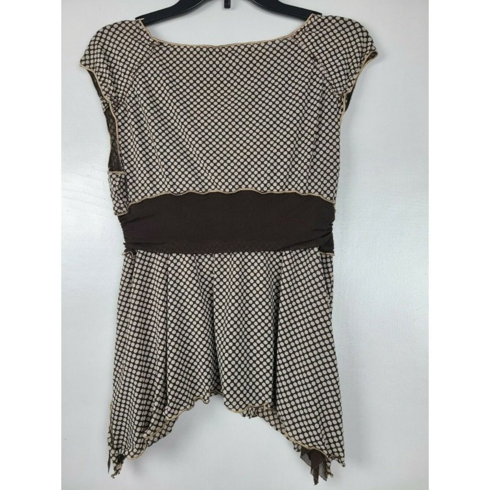 Studio M Brown Polka Dot Printed Top Blouse Sz LP - Picture 4 of 8
